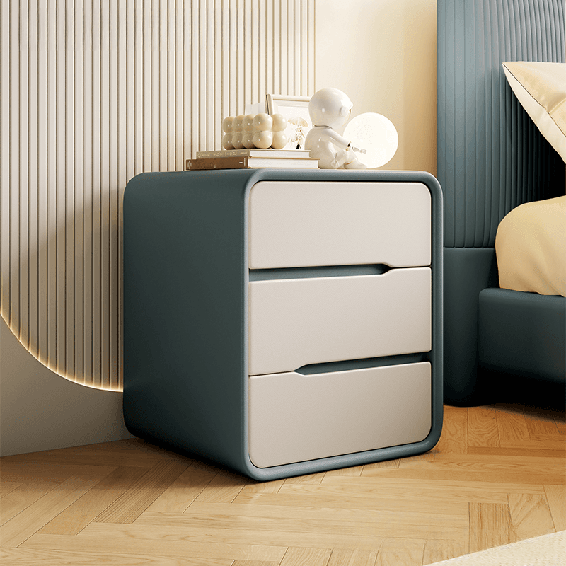 Art Deco Bedside Cabinet Nightstand Engineered Wood with 3 Drawers - image 6