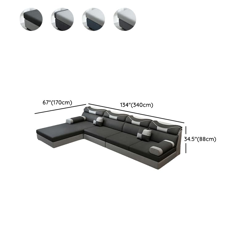 Large L-Shape Sponge-Filled Black Wood Pillow Top Arm Sofa Chaise with Partial Assembly - image 24
