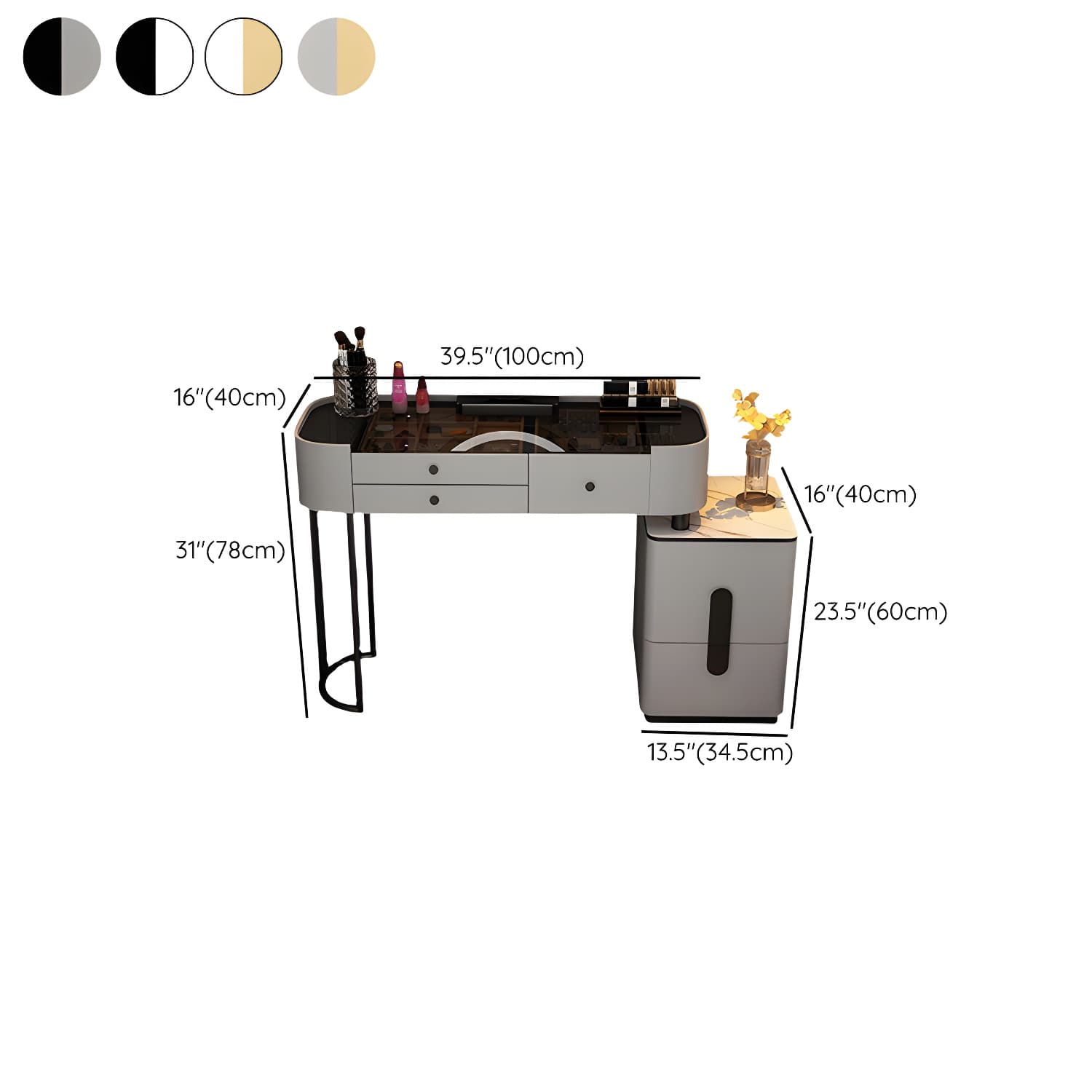 Contemporary Make-up Vanity with 4/5 Drawers,15.75 inch Wide - image 28