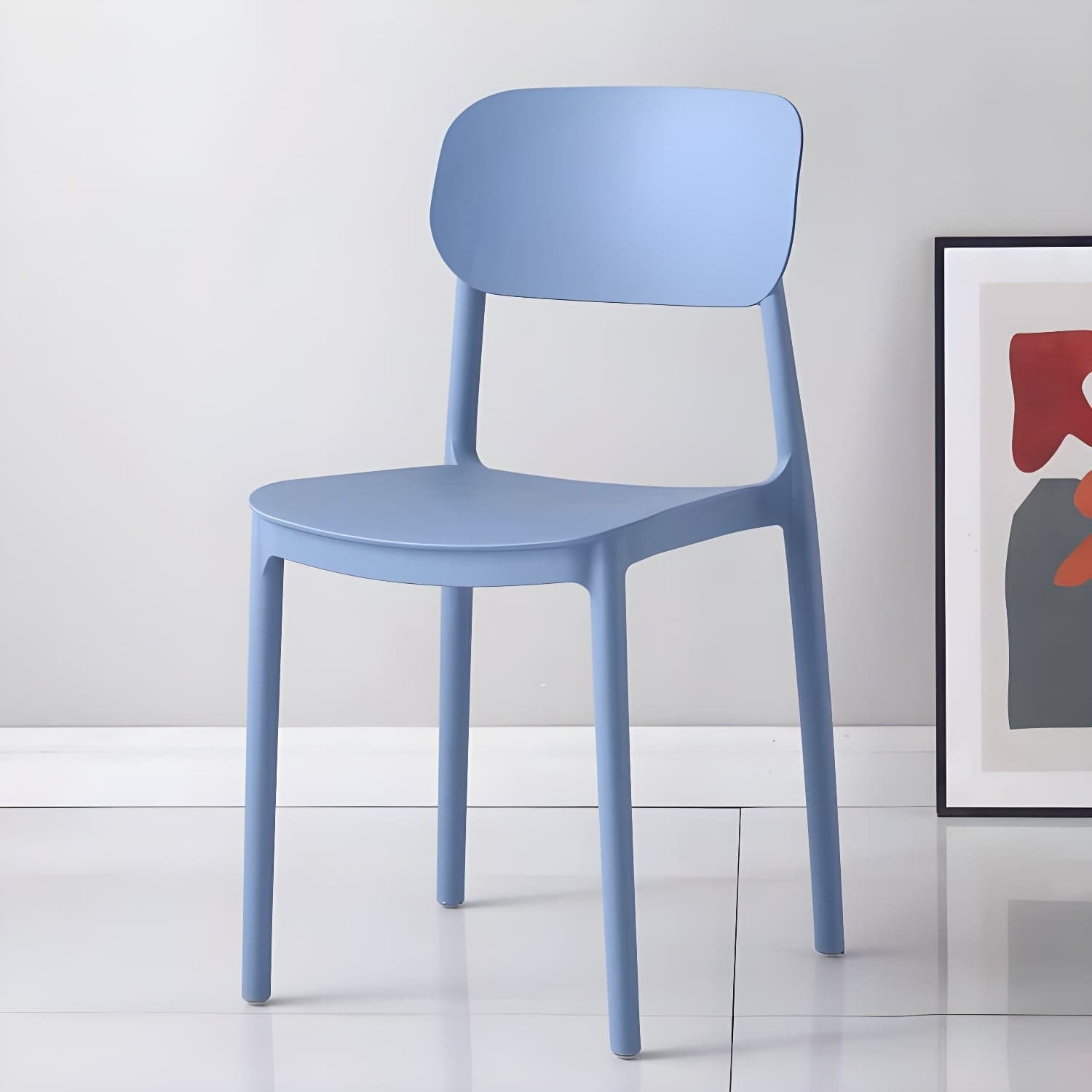 Stackable Scandinavian Style Side Chair with Low Back in Plastic & Acrylic - Armless - image 4