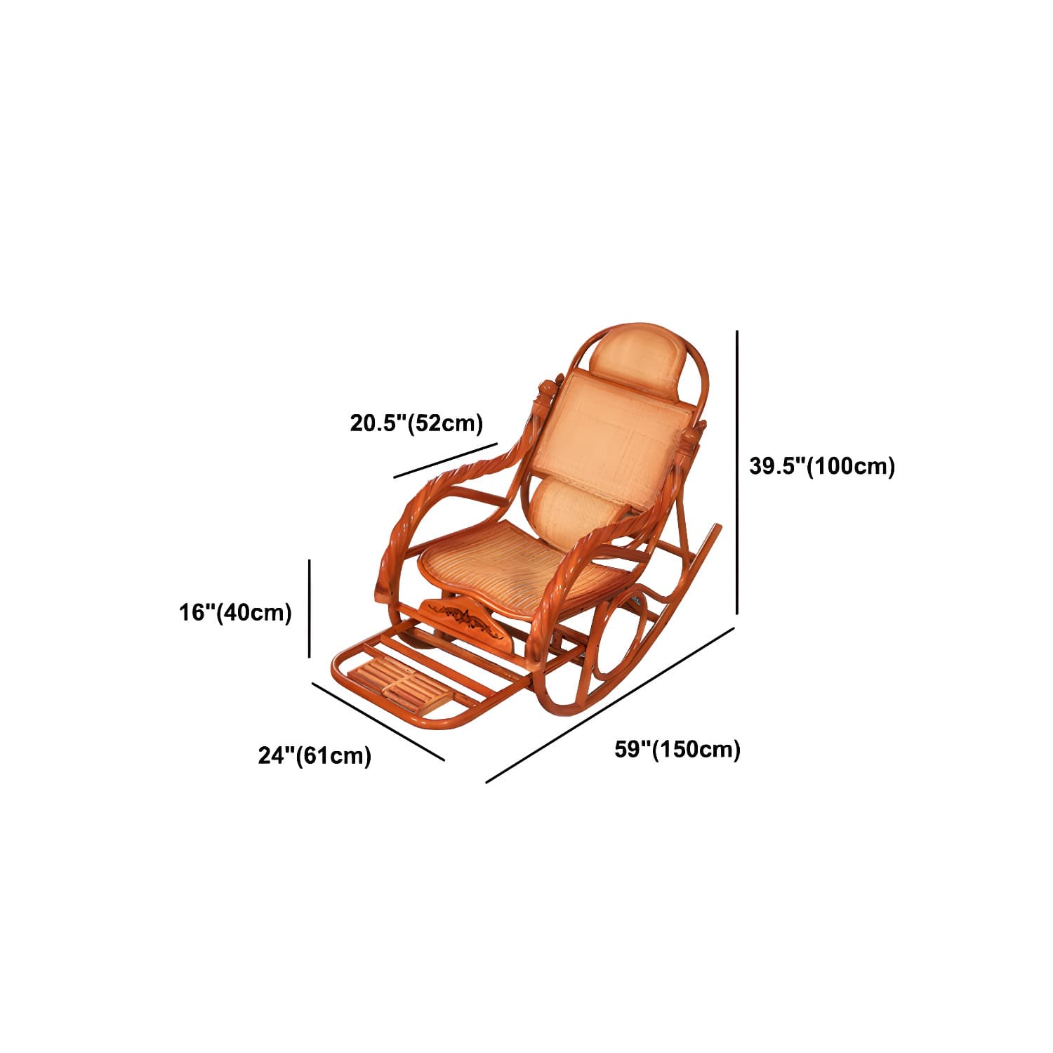 Mid Century Modern Recliner Chair Rattan/Wicker Recliner Chair for Living Room - image 29