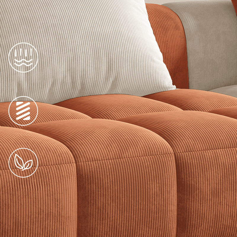 Vibrant Peony/Cerulean/Tangerine Color Sofa Couch with Round Arm and Concealed Support - image 20