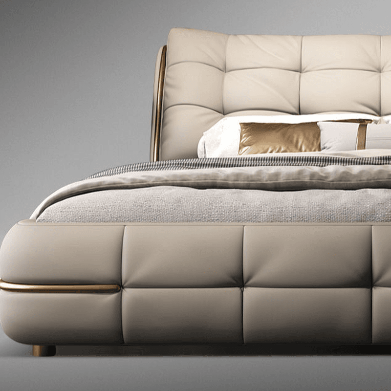 Beige Solid Color Storage Bed/Platform Bed with Pine Wood Frame for Living Room - image 3