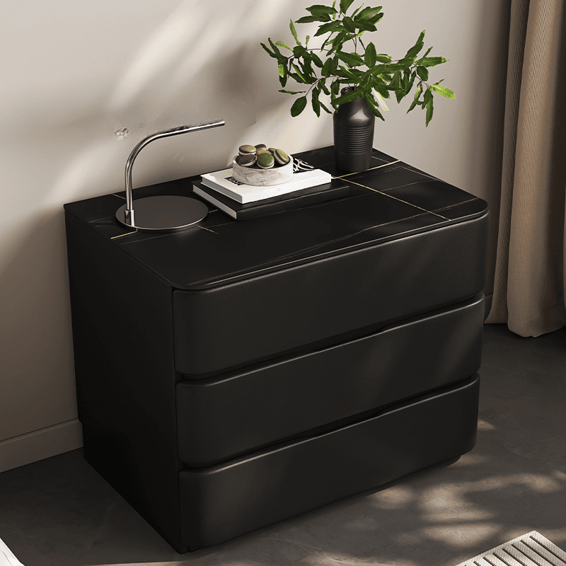 Art Deco Nightstand With Drawer Organization with 3 Drawers