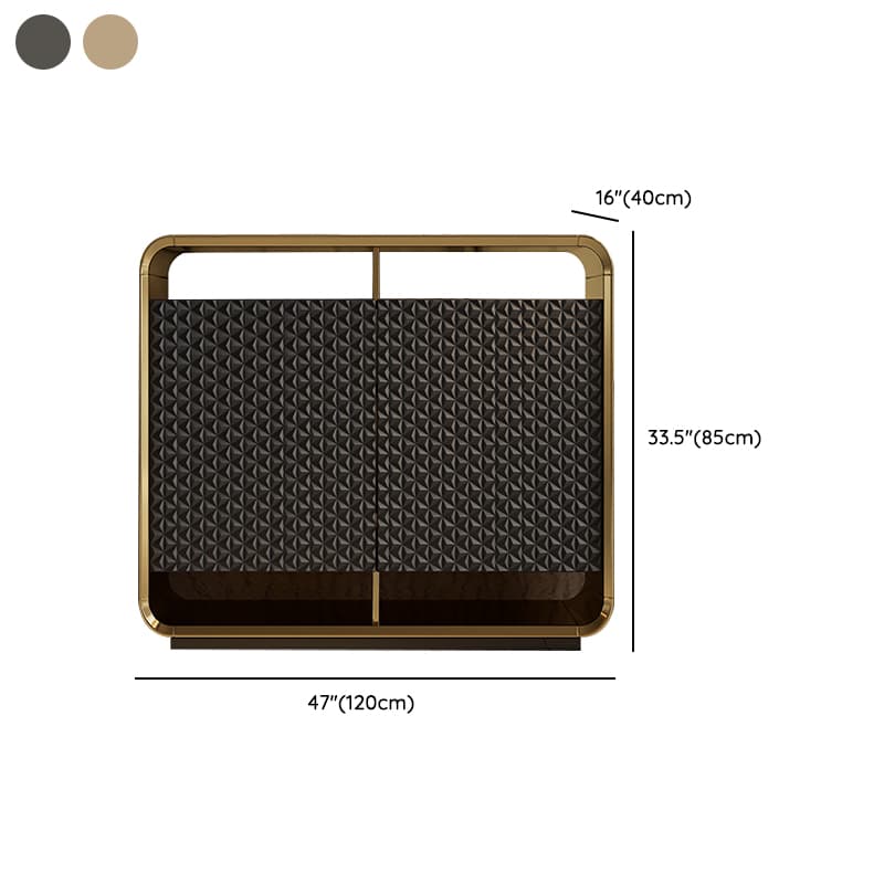 Self-supporting Metal Framed Wood Sideboard with Extreior 3 Shelves and a Counterboard in a Lavish Style - image 7