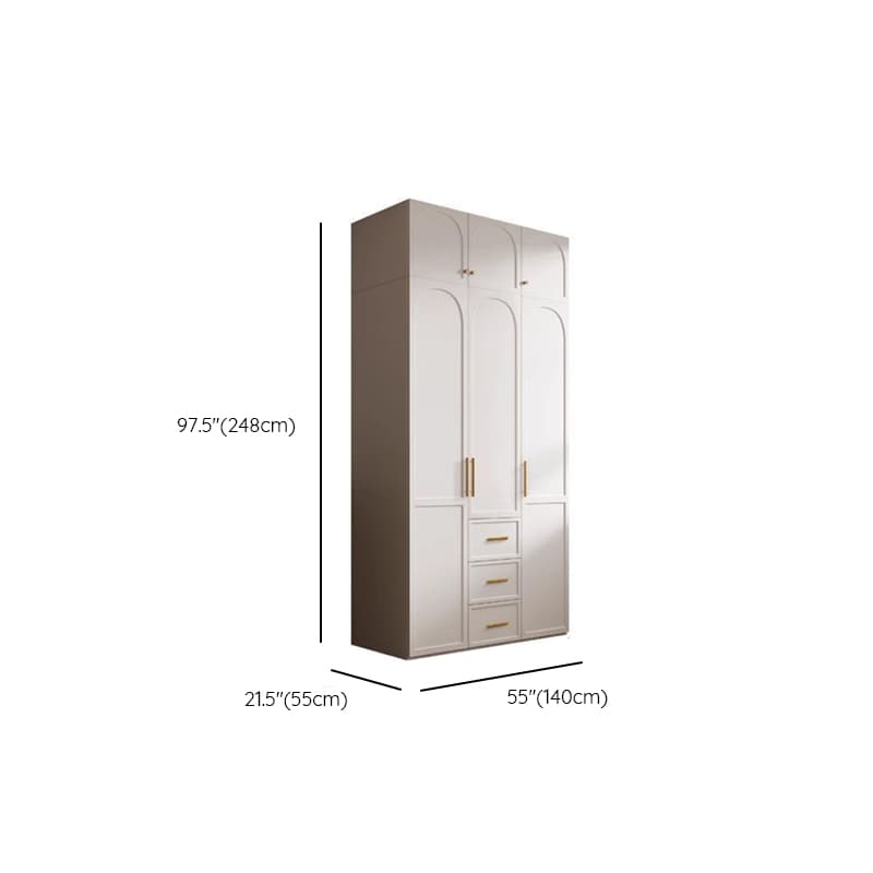 Chalk Minimalist Laminate Cabinet Armoire with 3-Drawer, Interior Shelves, and Clothing Rod - image 14
