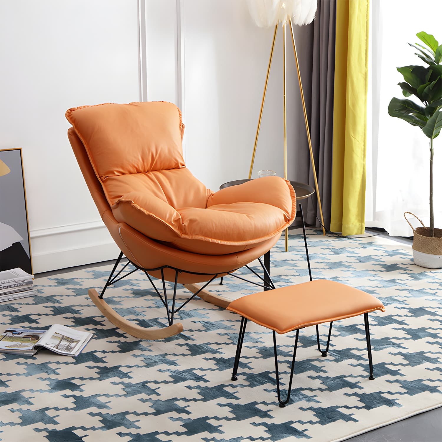 Modern Leisure Chaise Rocking Chair Lounge Upholstered Chaise for Living Room - image 18
