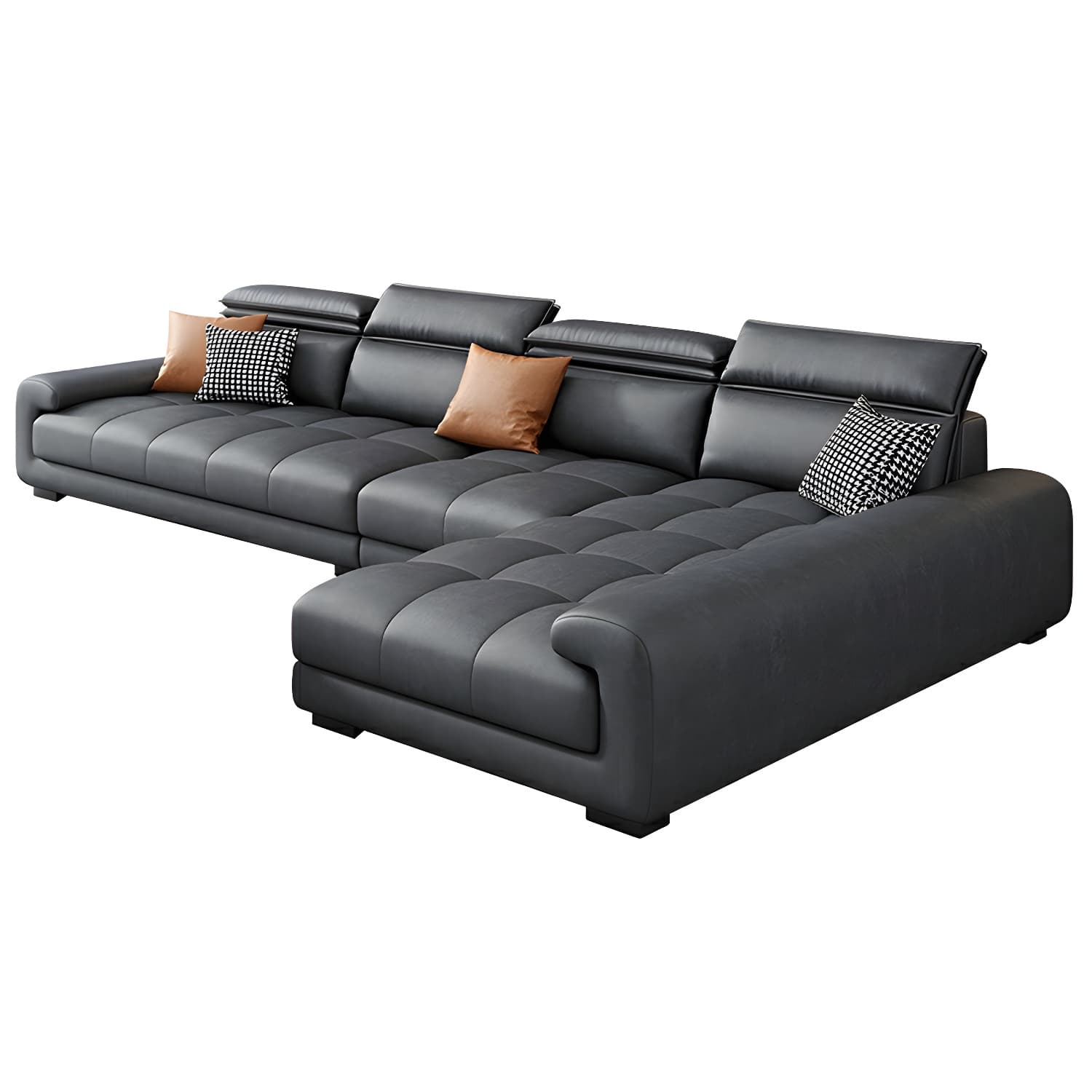 Modern L-Shape Tech Cloth Sectional Sofa Set with Adjustable Headrest - image 11