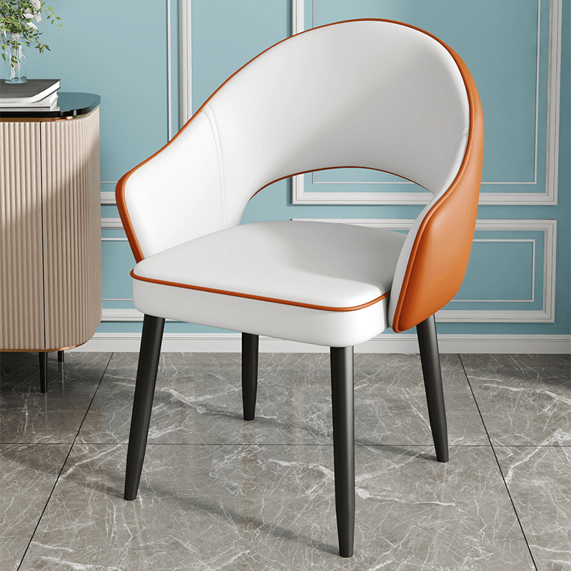 Modish Arm Chair with Ventilated Back, Padded Upholstery, Arms, and Steel Legs - image 8