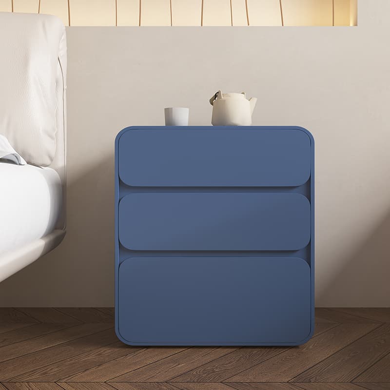 Organic Modern Coffee Pu Leather Nightstand With Drawer Organization, 1 Piece
