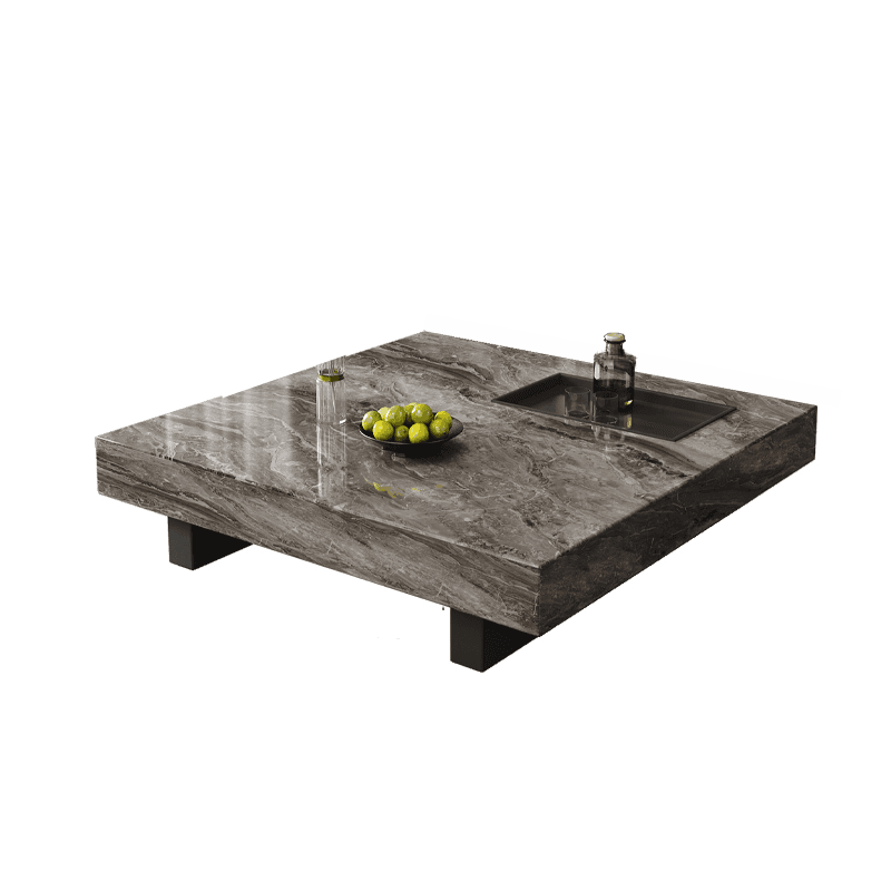 Sleek Sleigh Base Side Table with Geometric Square Top for Foyer Use - image 4