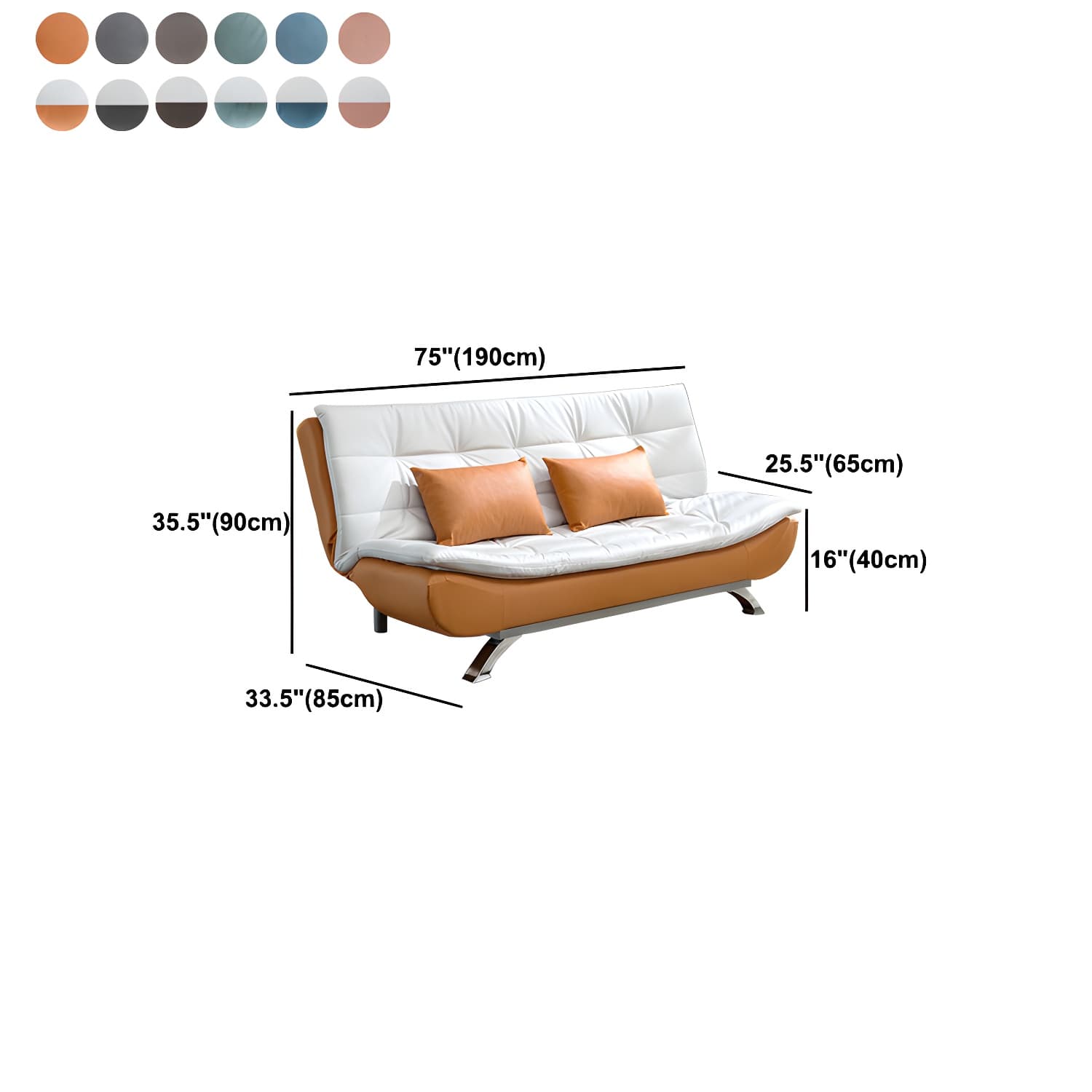 Faux Leather Sofa 35.43" H Armless Convertible Sofa for Living Room - image 18