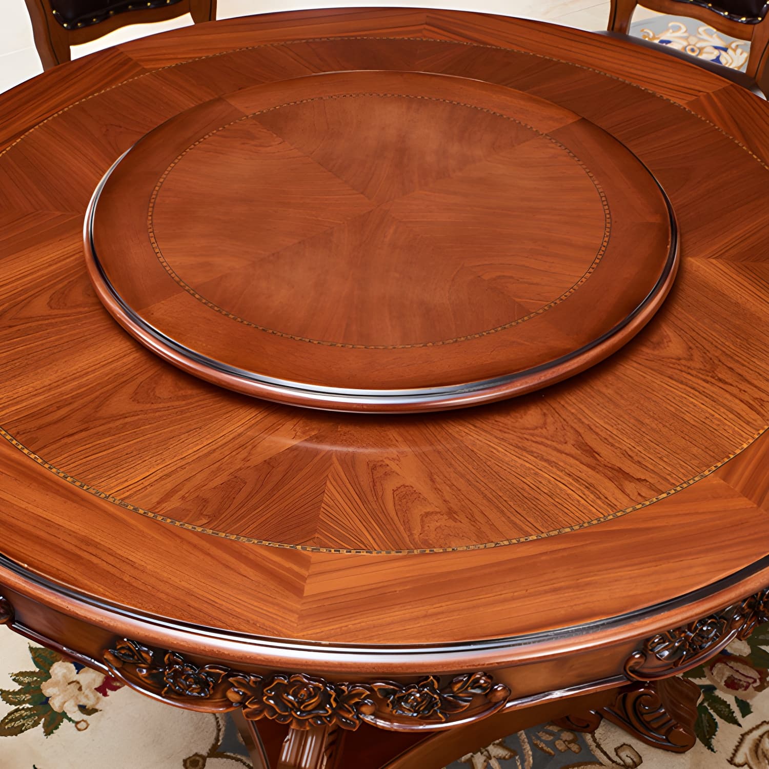 Rubberwood Base Victorian Round Table Pedestal Base Table for Dining Room - image 7