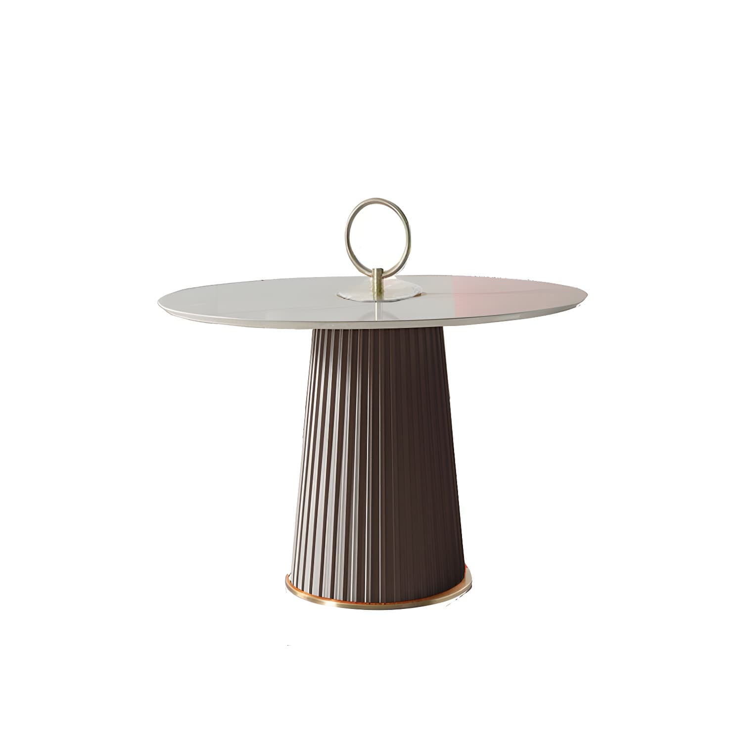Modern Metal Cocktail Table Round Pedestal Coffee Table - White - image 9