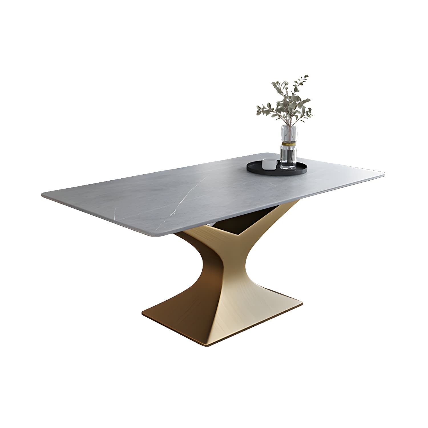 Luxury 1/2/5/ Pieces Dining Set Sintered Stone Dining Table Set with Leather Chairs - image 5