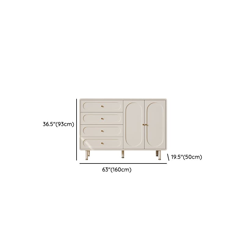 Chalk Casual Particle Board Wood Console Dresser with 5/4 Drawers, Hutch, 3 Interior Shelves, Horizontal - image 15