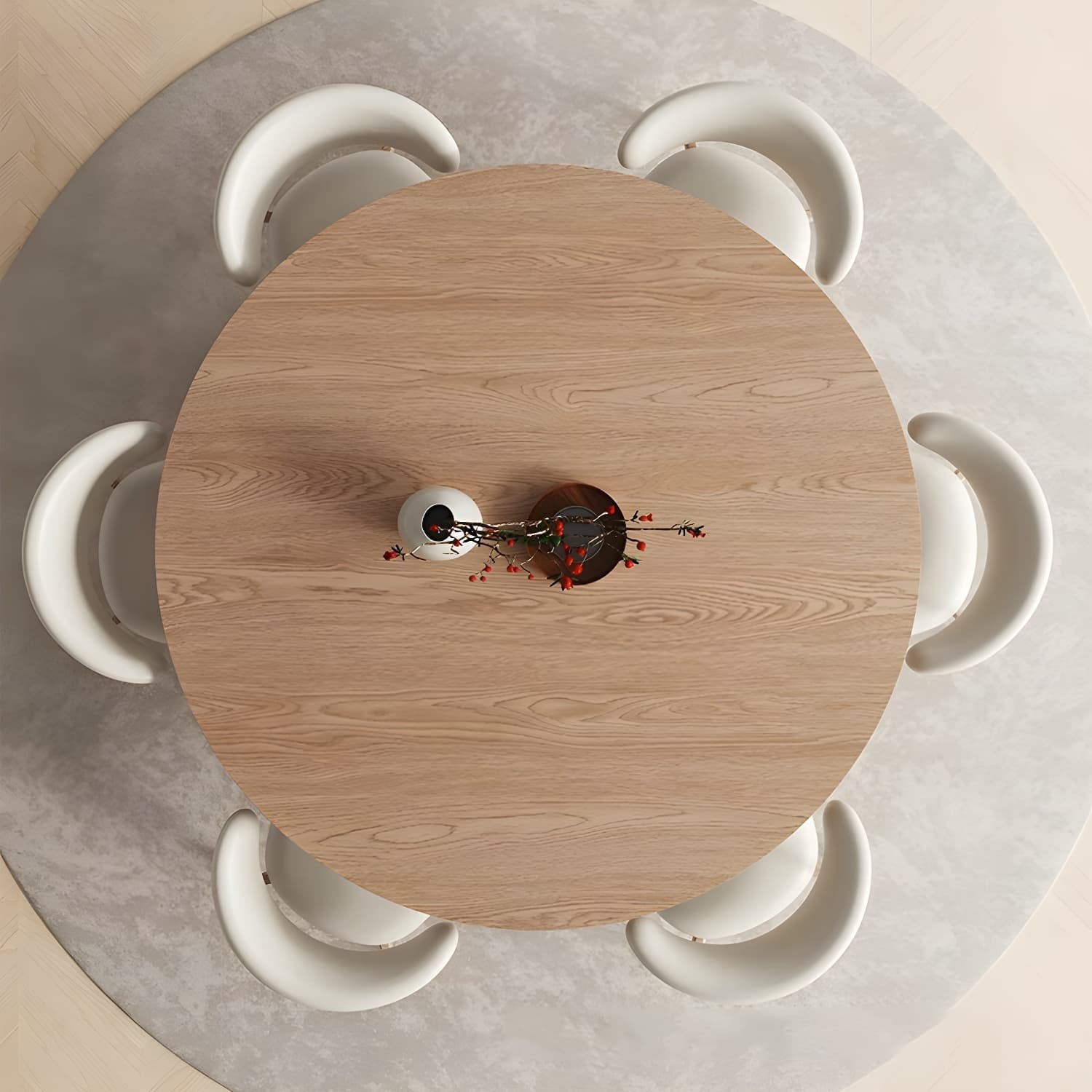 Solid Wood Round Top Dining Table Set with Cushioned Chair for Home - image 3