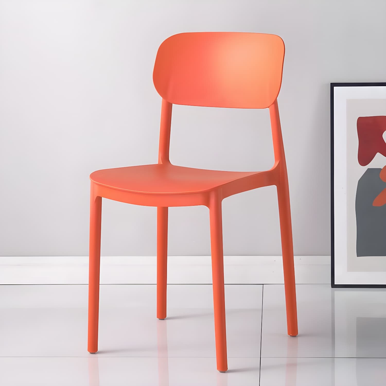 Stackable Scandinavian Style Side Chair with Low Back in Plastic & Acrylic - Armless - image 6