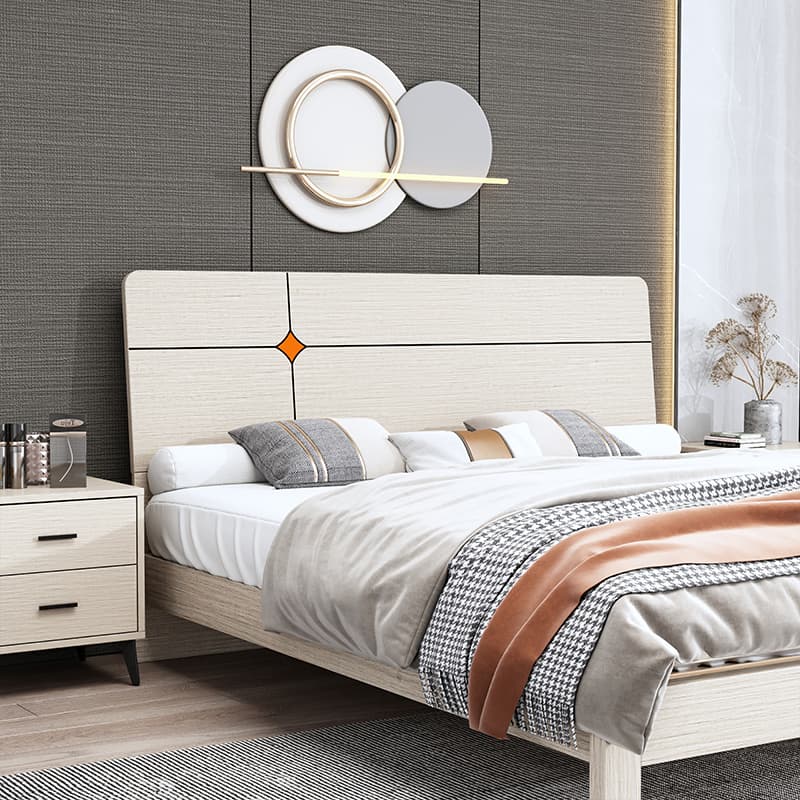 Trendy Queen(60"W x 80"L)/King(76"W x 80"L) Rectangle Panel Standard（36-55“） Bed Frame Mounted No Distressing in Wood - image 6