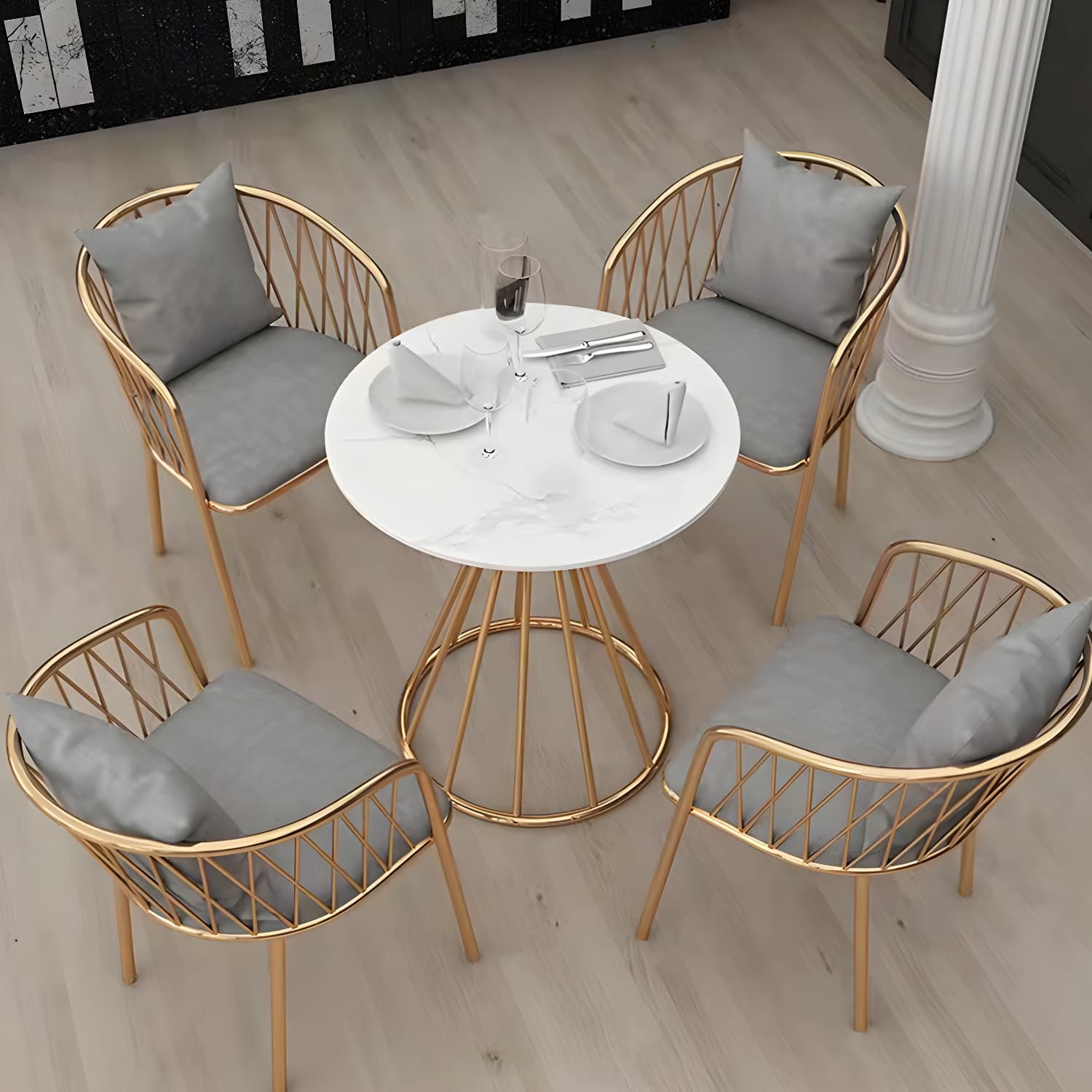 Sintered Stone Dining Table Traditional Luxury Dining Table with Gold Base - image 6