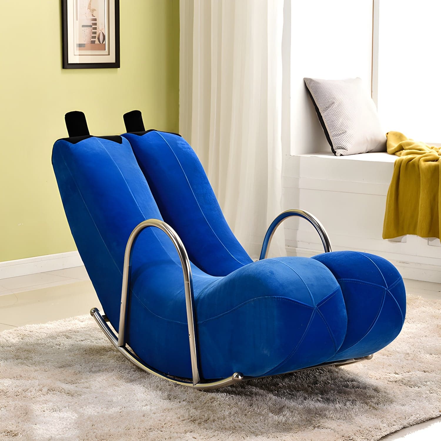 Stylish Silver Upholstered Rocking Chair with Track Arms - Modern Comfort - image 7