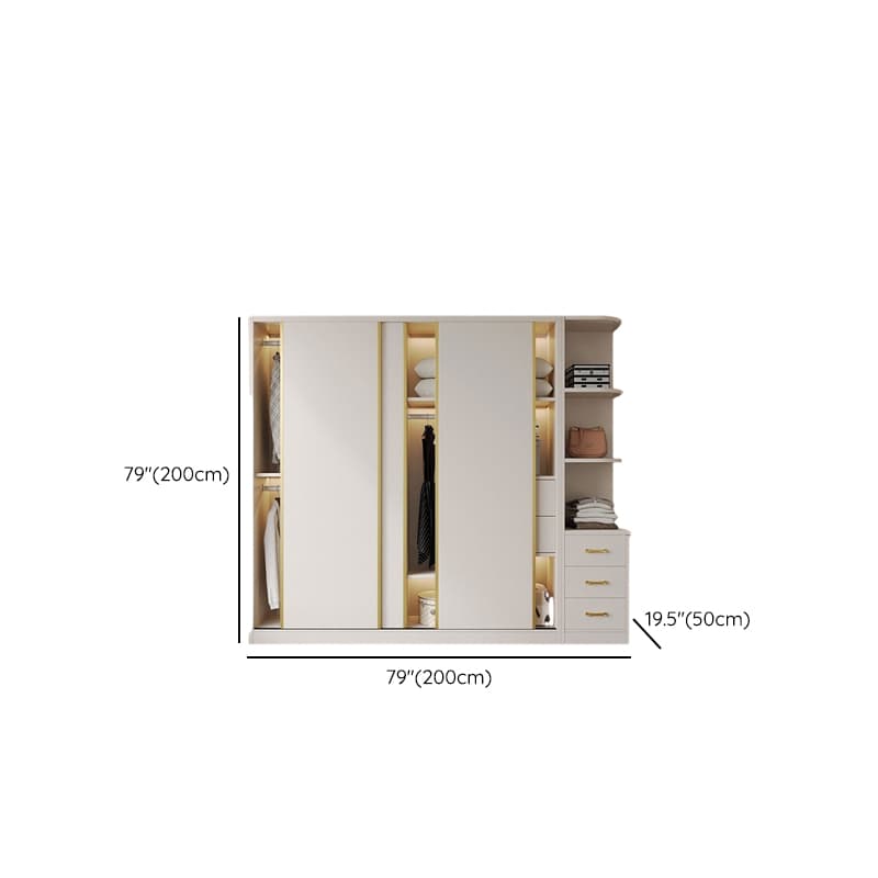 Attractive Modern White Wardrobe Armoire with Clothing Rod & Shelves - image 13