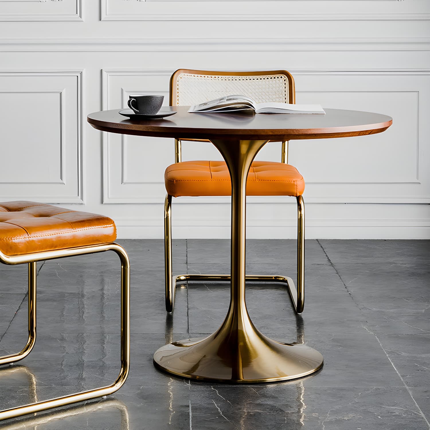 Modern Round Wood Dining Table Tulip Base Home Kitchen Dinner Dining Table - image 4