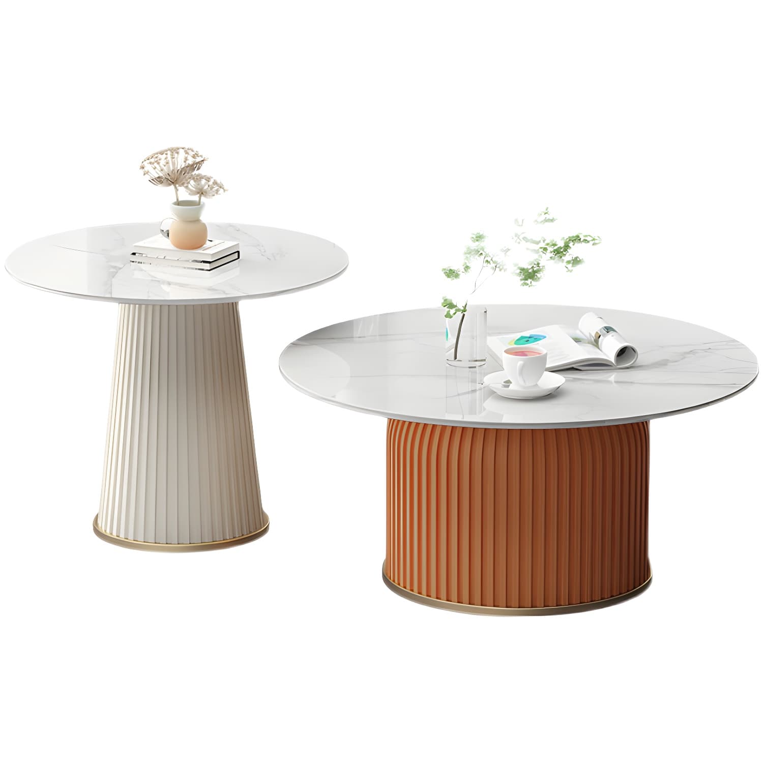 Slate Round Coffee Table Pedestal Coffee Cocktail Table for Living Room - image 9