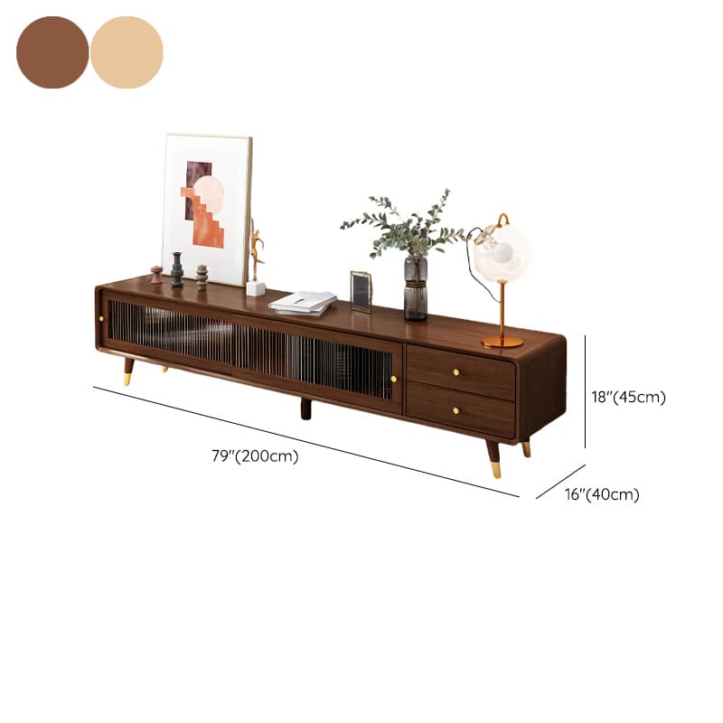Scandinavian Style Low Height Wood TV Stand With 2 Drawers and Cabinet, Size 15.7'' x 17.7'' - image 14
