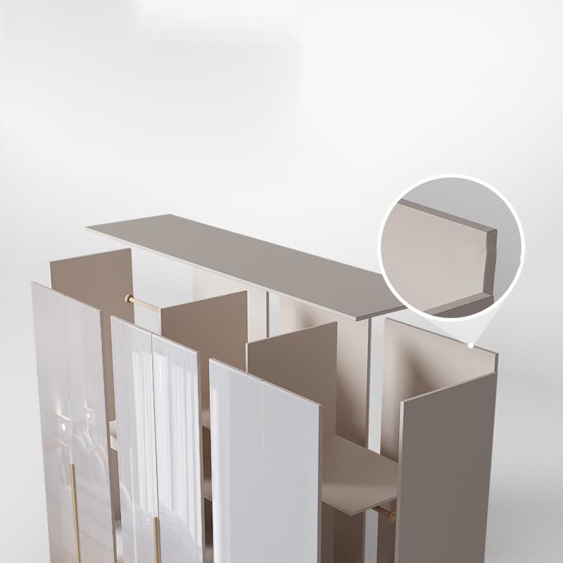 Simple Freestanding Cream Manufactured Wood Cabinet Armoire with Interior Shelves, Clothing Rod & Soft Close Drawer - image 8