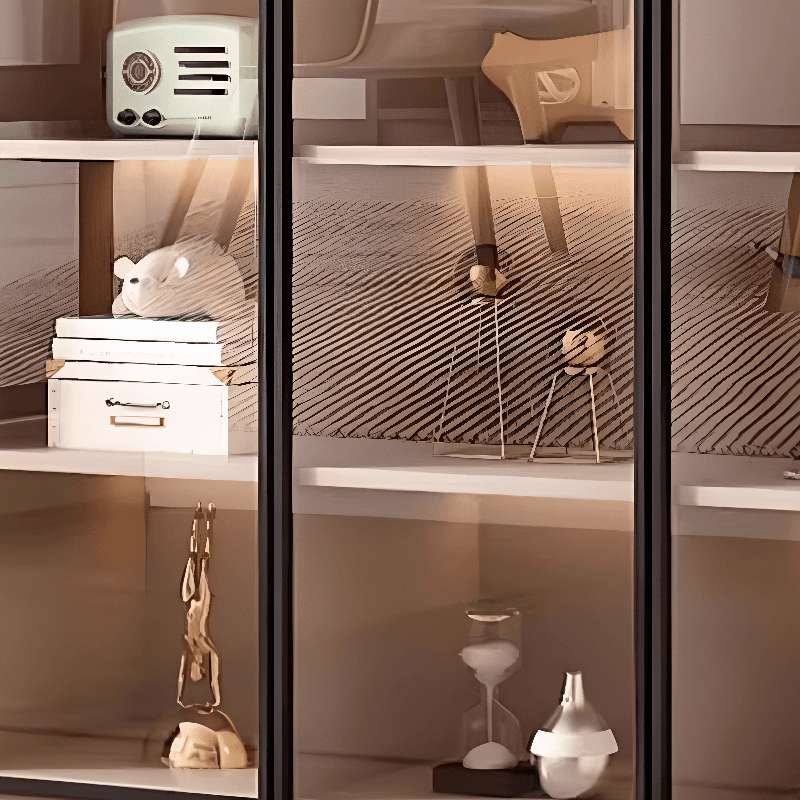 Simple Rectangular Standalone Accent Cabinet with Closet, Laminate Countertop, Glazed Door, and Sand Top - image 5