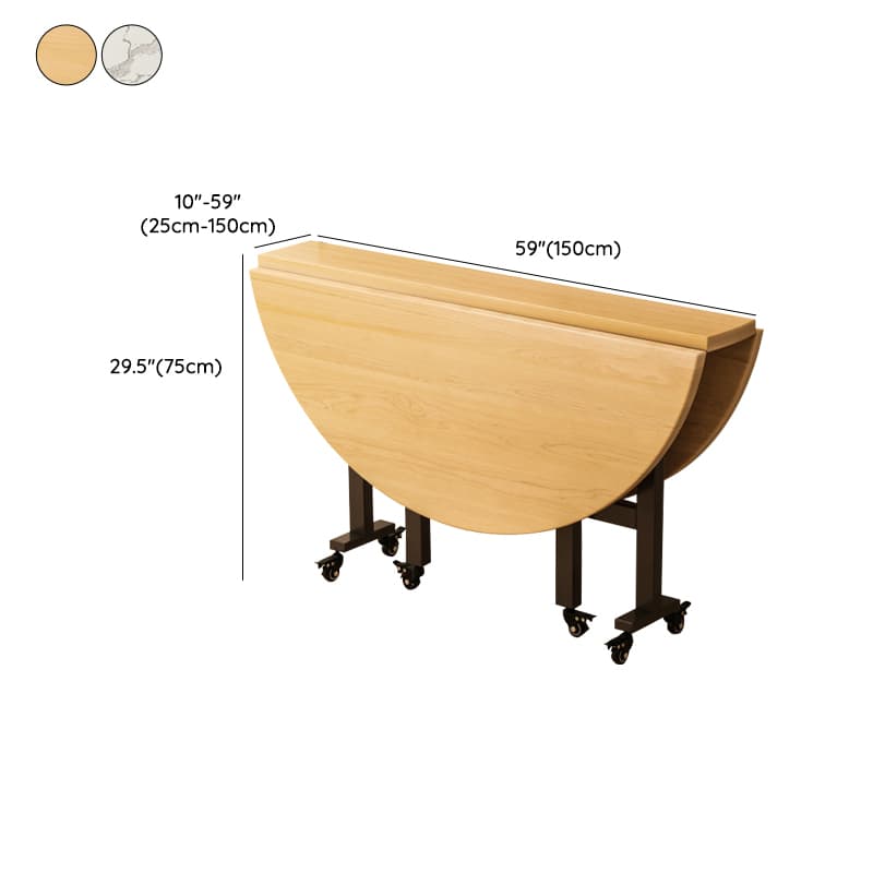 Extendable Round Modern Drop Leaf Dining Table with Steel Legs - image 14