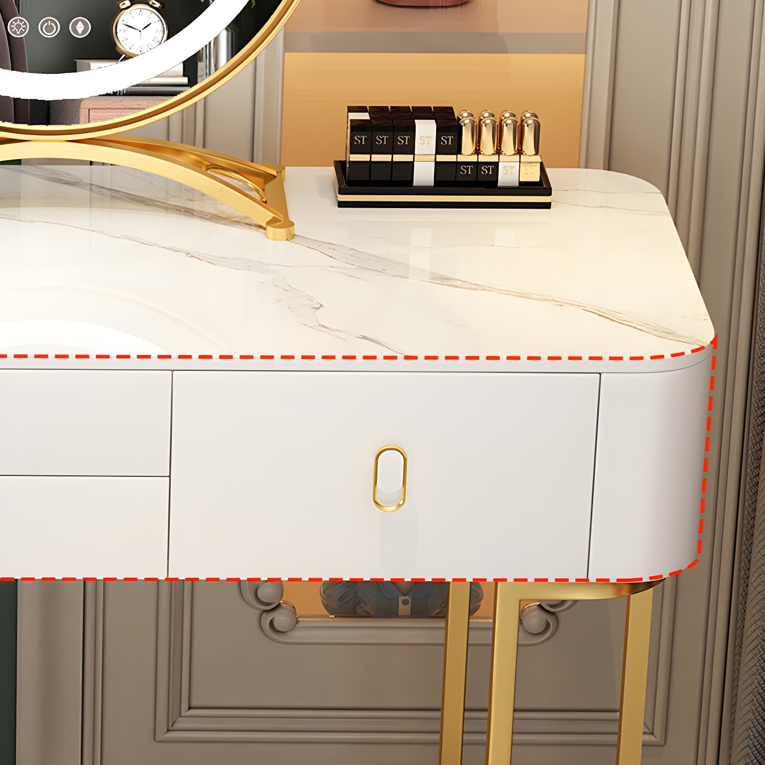 Glam Bedroom Vanity Dressing Table Stone Makeup Vanity Desk with Drawer - image 12