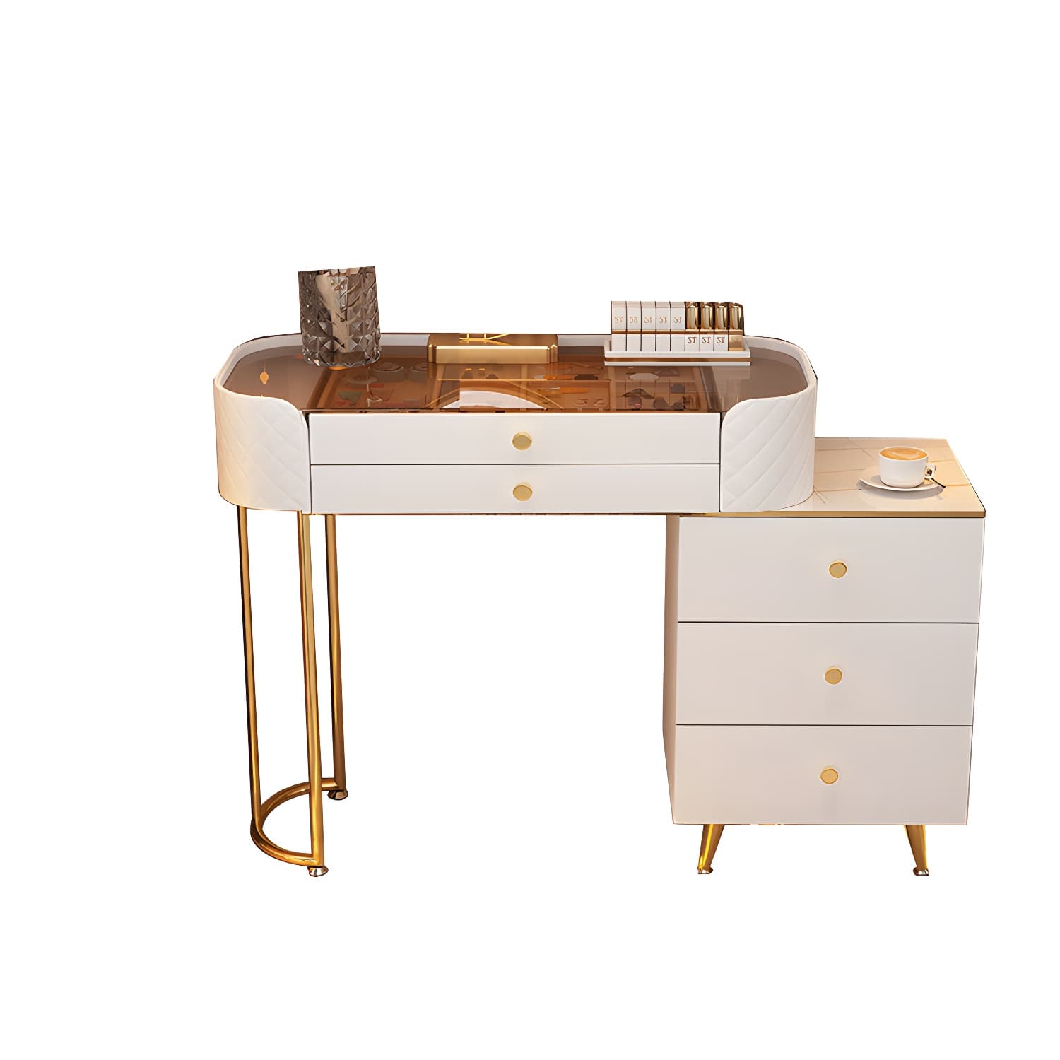 5/6 Drawers & Mirror Jewelry Vanity Desk 30.7" Tall Makeup Vanity Desk - image 14