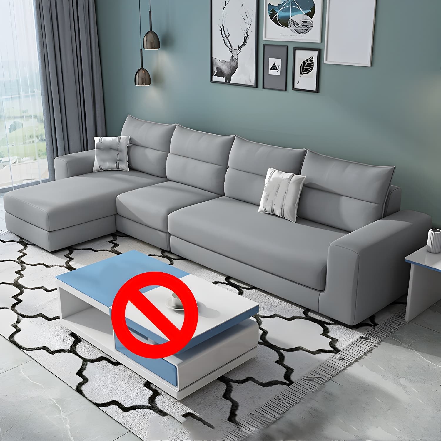 Modern Reversible L-Shape Sectional Sofa with Square Arm and Black Legs - image 5