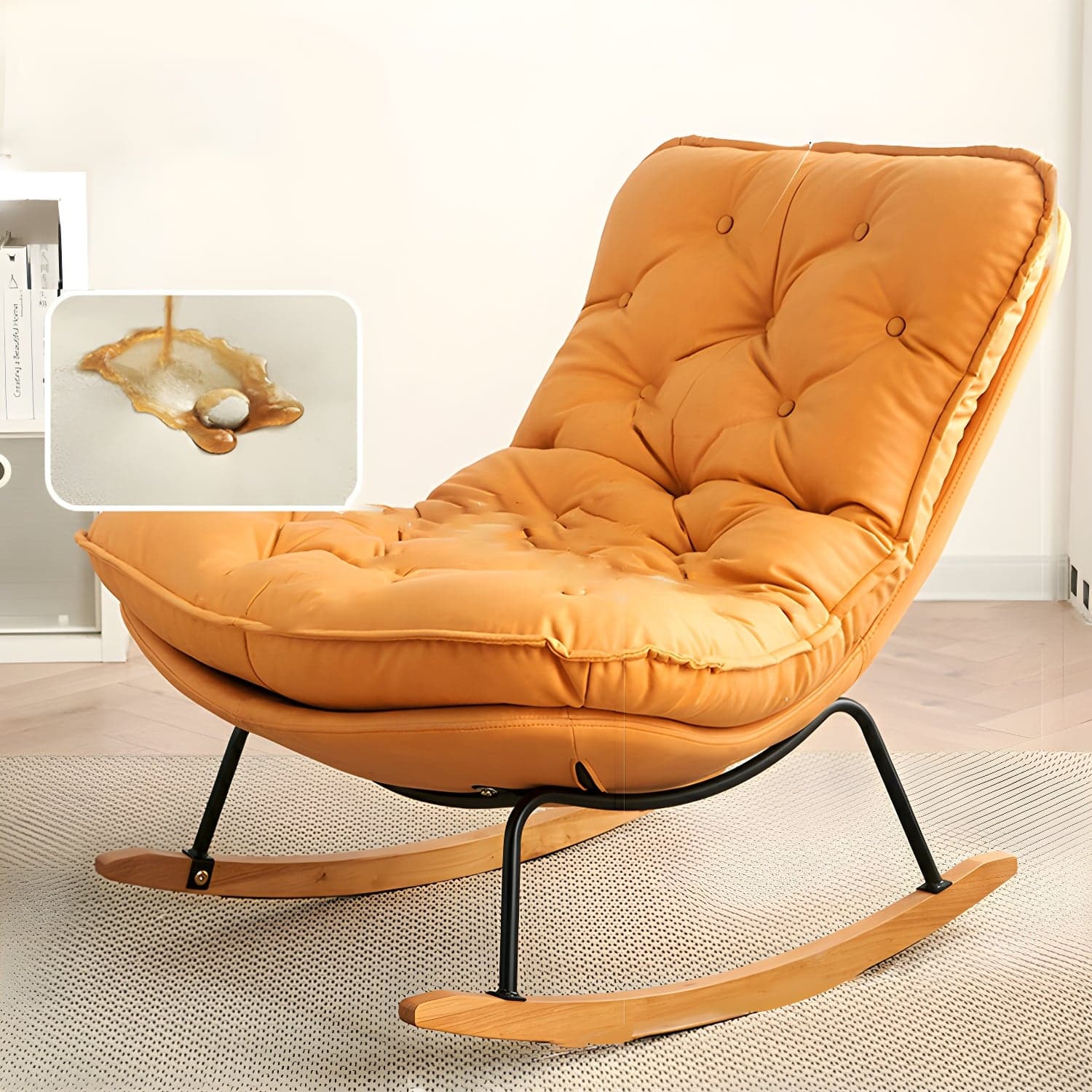 41" Wide Upholstered Button-Tufted Rocking Accent Chair with Legs - image 4