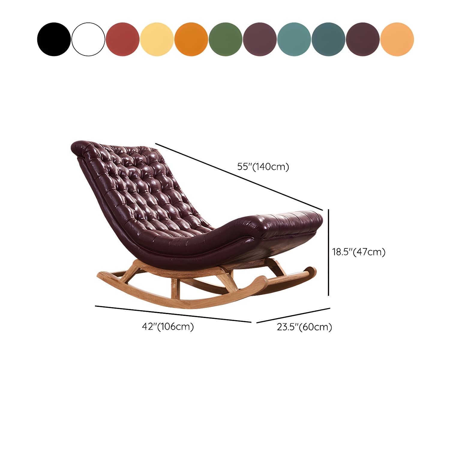 Indoor Leisure Chaise Chair Modern Wooden Upholstered Rocking Chair - image 17