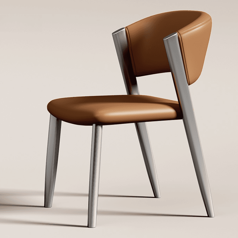 Modish Armless Chair with Exposed Back, Cushioned, Grey Steel Legs