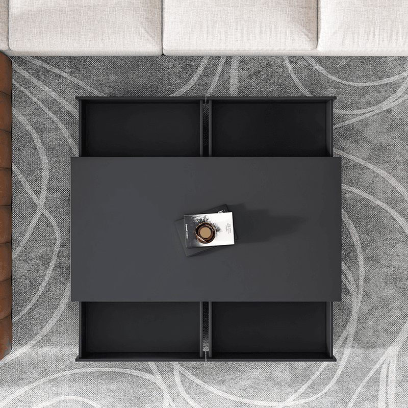 Simplistic Rectangular Shape Reclaimed Wood Single Block Coffee Table in Pecan/Charcoal/Wood Grain with 4 Drawers - image 13