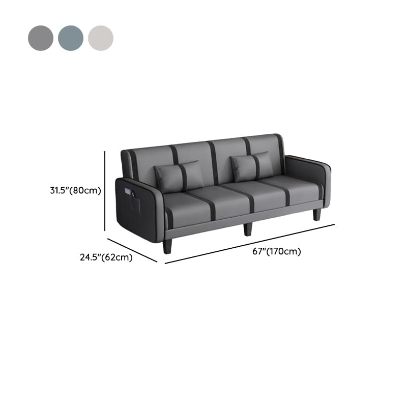 Trendy Solid Color Stain Resistant Standard Sofa/Loveseat in Dark Gray/Cerulean/Light Brown with Arm, Seats 3/2 People, and 2 Pillows - image 25
