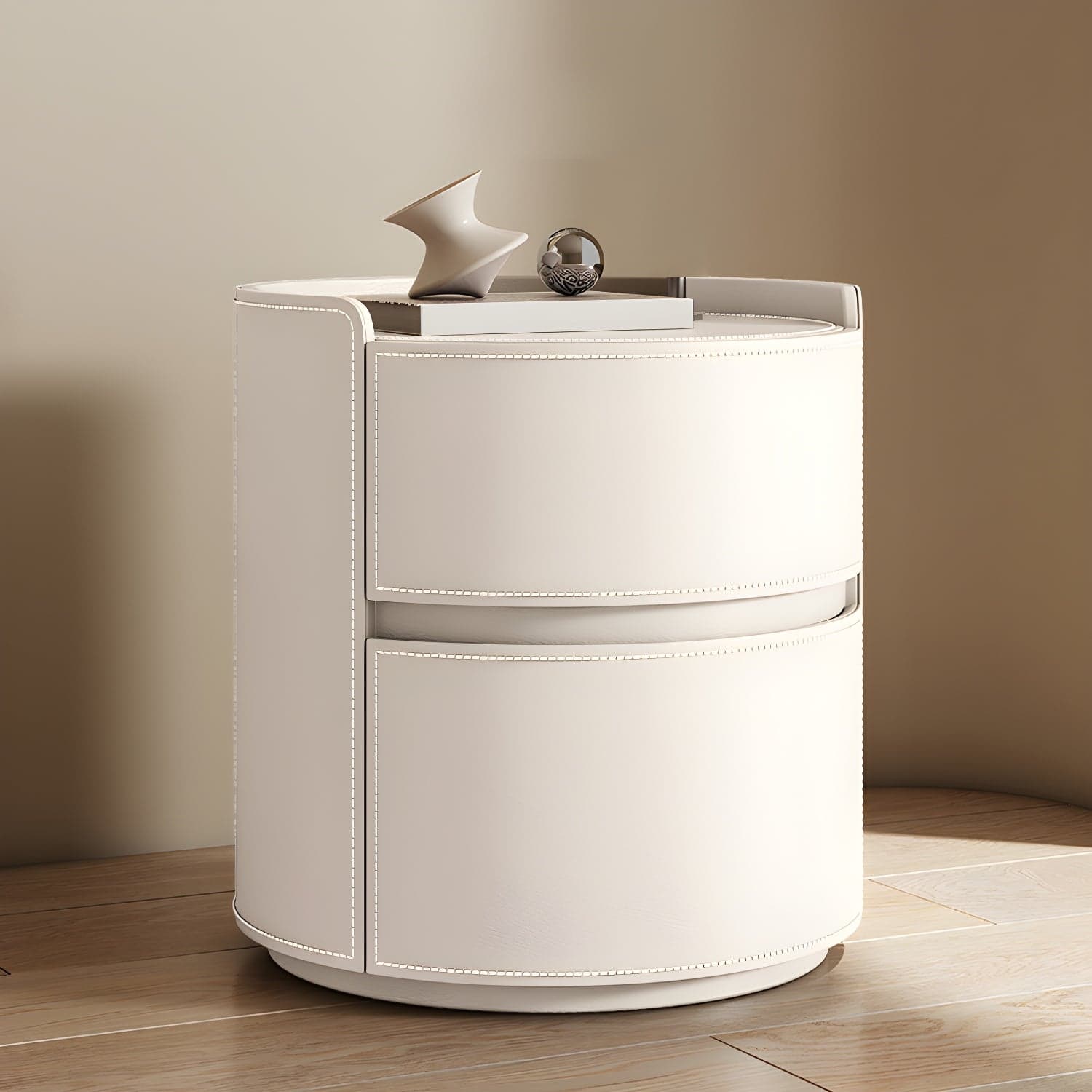 Modern Wood Nightstand with 2 Drawers and No Distressing Brown Color - image 8