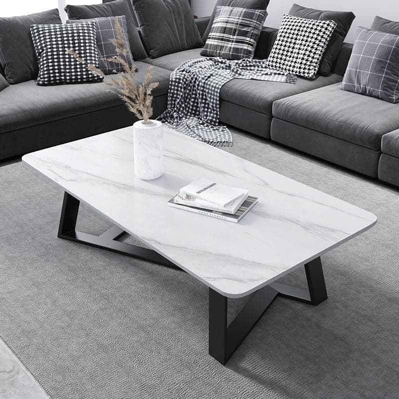 Funky Square Sintered Stone Coffee Table with X Base, Scratch-immune, and Single Set - image 4