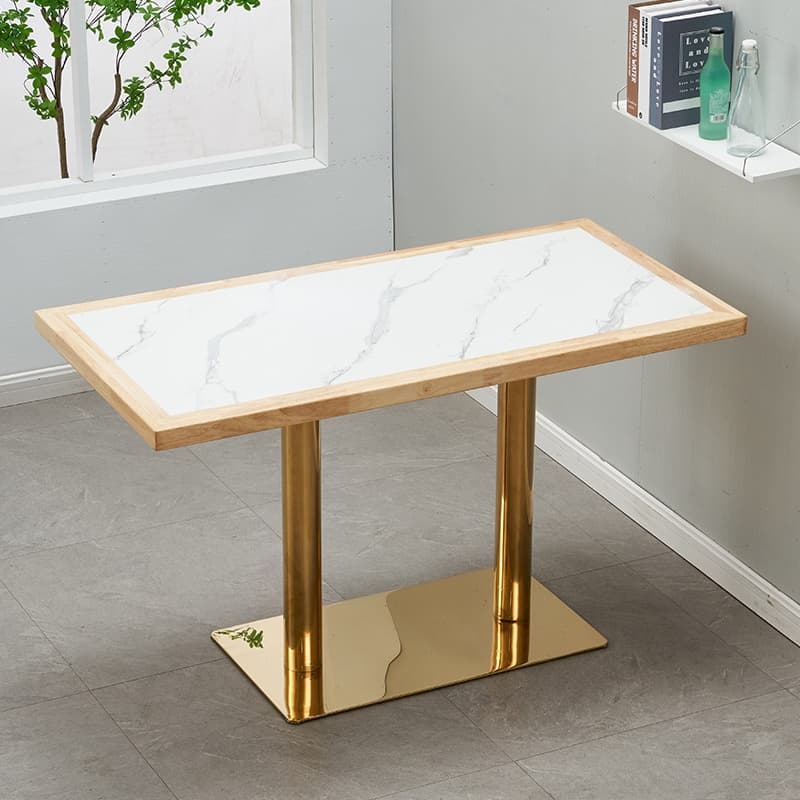Art Deco Rectangular Dining Table with Lumber Top, Fixed Table Mechanism in Ink/White/Sepia - image 5