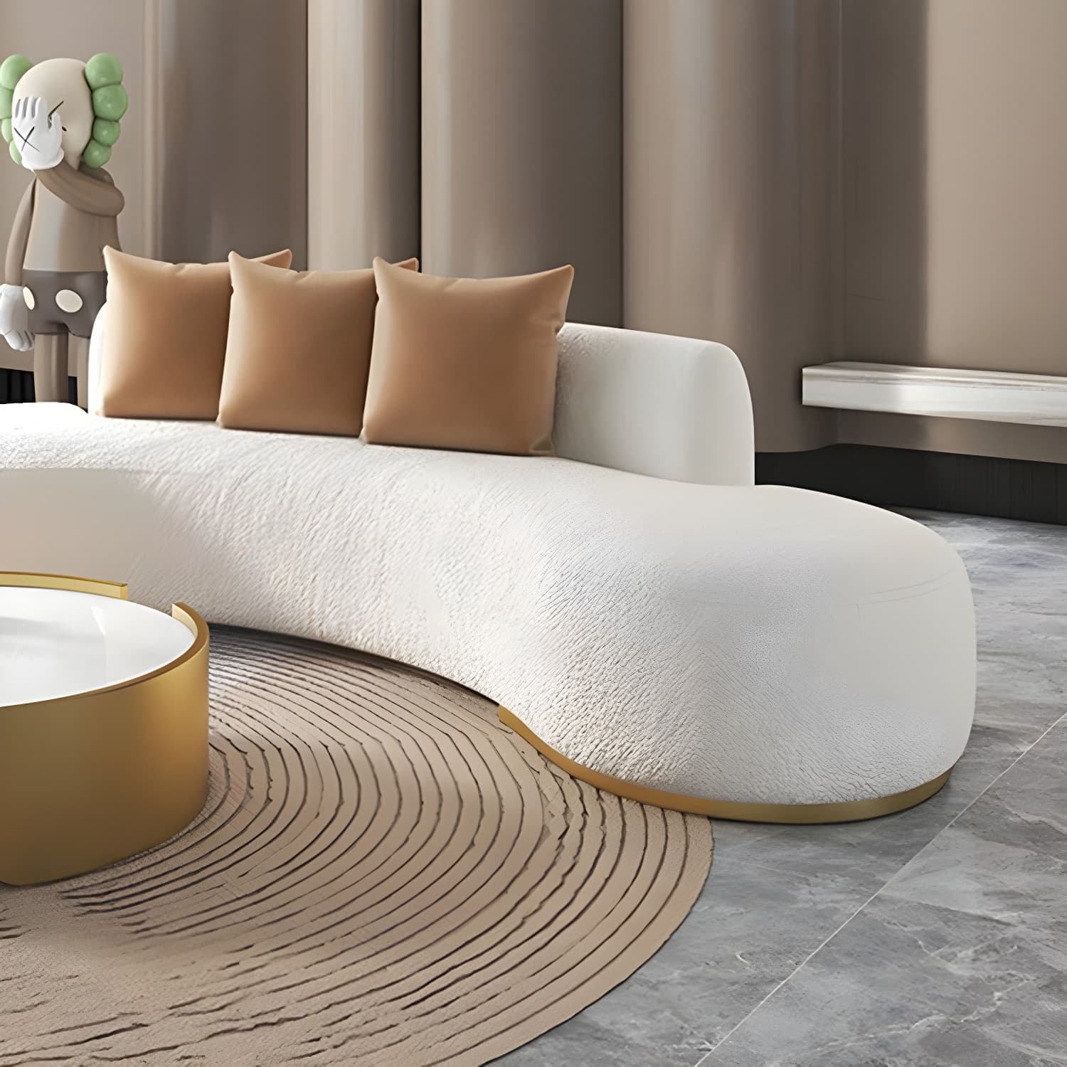 Contemporary Curved Sofa with Tight Back Standard Armless Sofa for Living Room - image 6