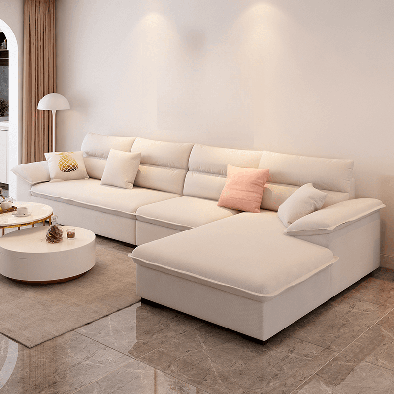 Modern Cotton and Linen L-Shape Sofa Recliner with Concealed Support - image 5