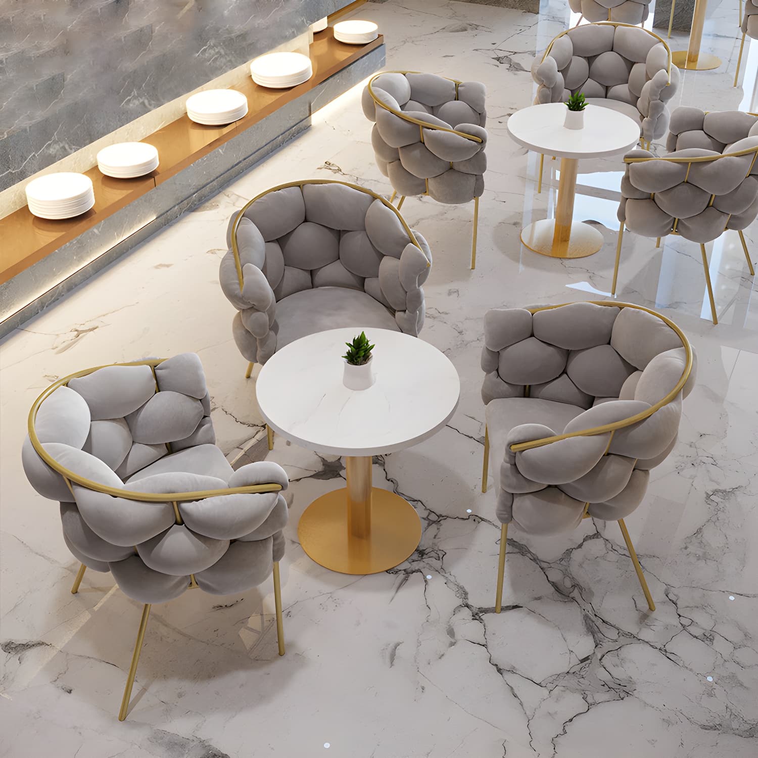 Glam Kitchen Gold Legs Chair Upholstered Dining Armless Chair - image 11