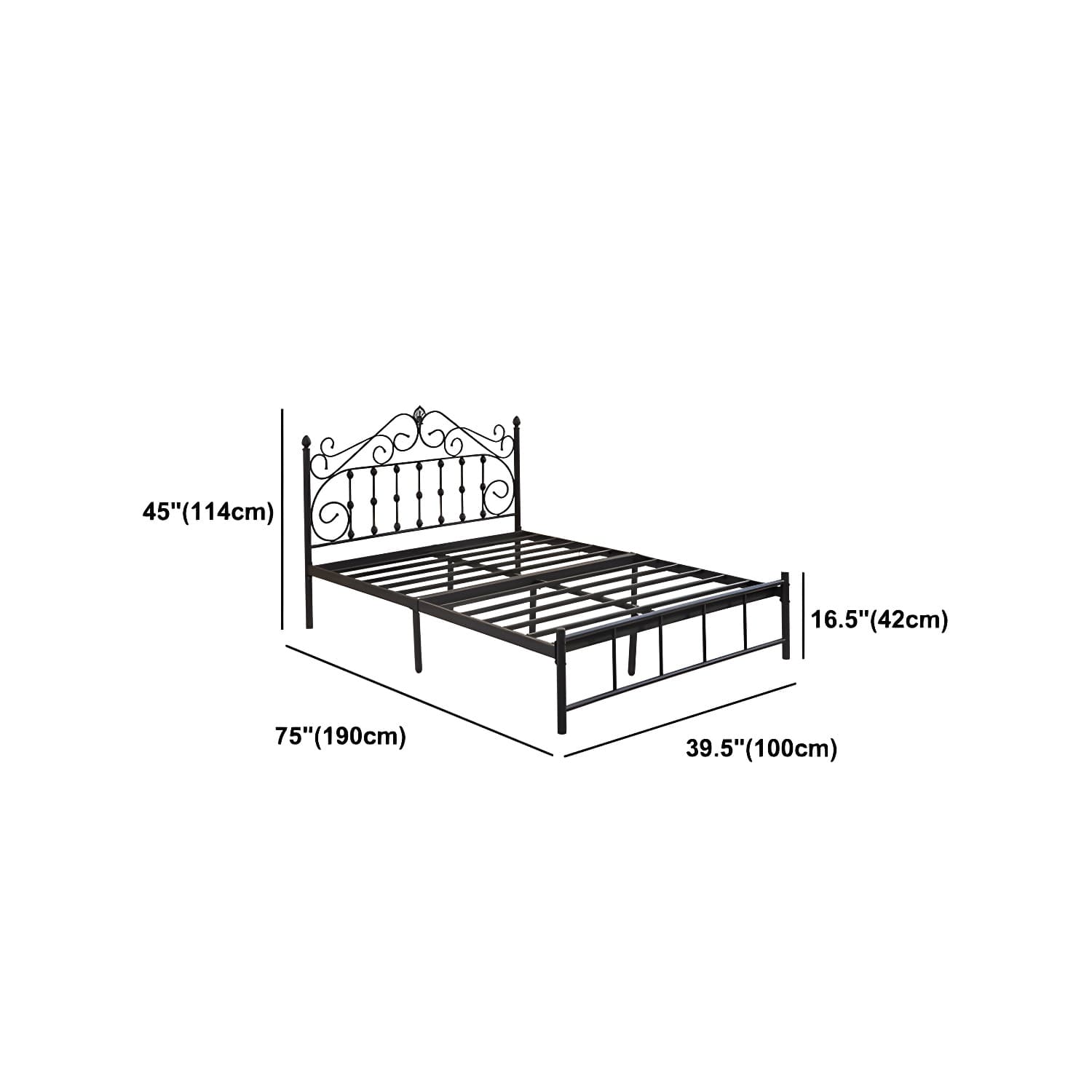 Glam Style Metal Iron Material with Headboard Gold/black/white Bed - image 15