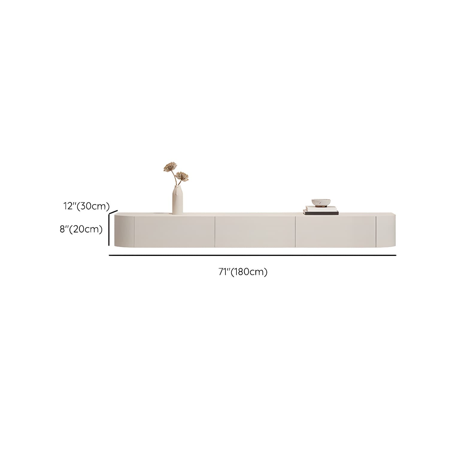Contemporary Media Console Wall-mounted TV Stand Console with Drawers - image 13