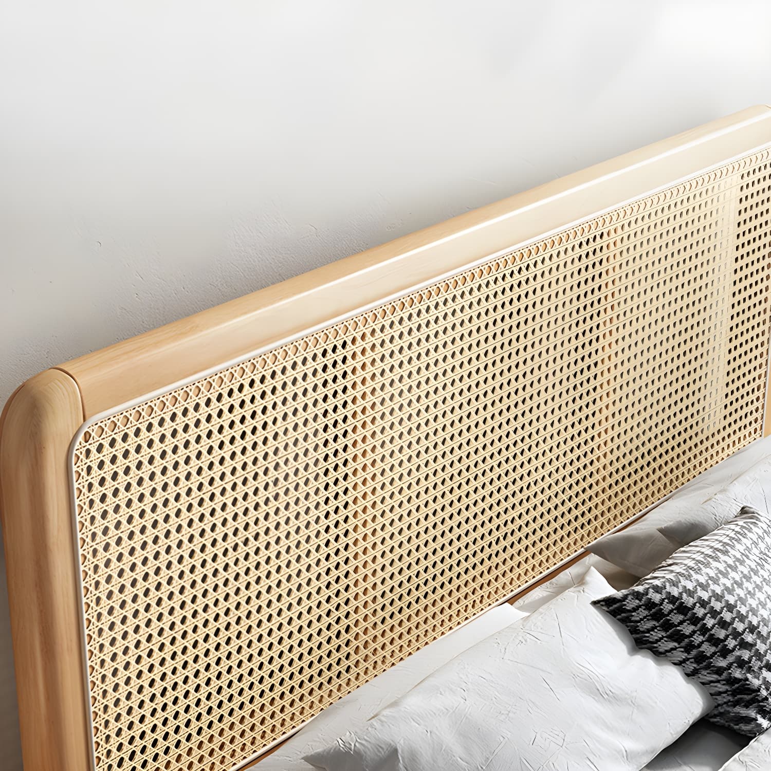 Natural Wicker/Rattan Scandinavian Bed with Headboard and Footboard for Modern Style - image 6