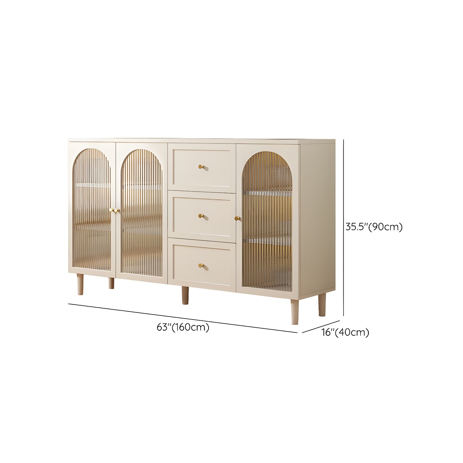White Modern Wood Sideboard Credenza with Cabinets and Shelves Included - image 22